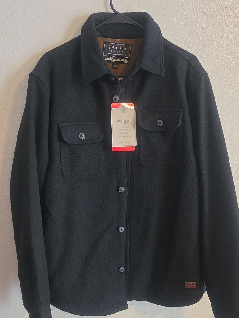 Jachs Black Wool-Blend Shirt Jacket